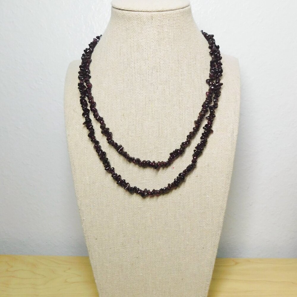 Purple Garnet Chip Necklace - 34”